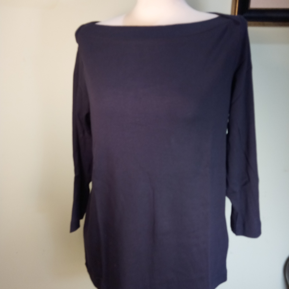 Land's End Navy boat neck top..L